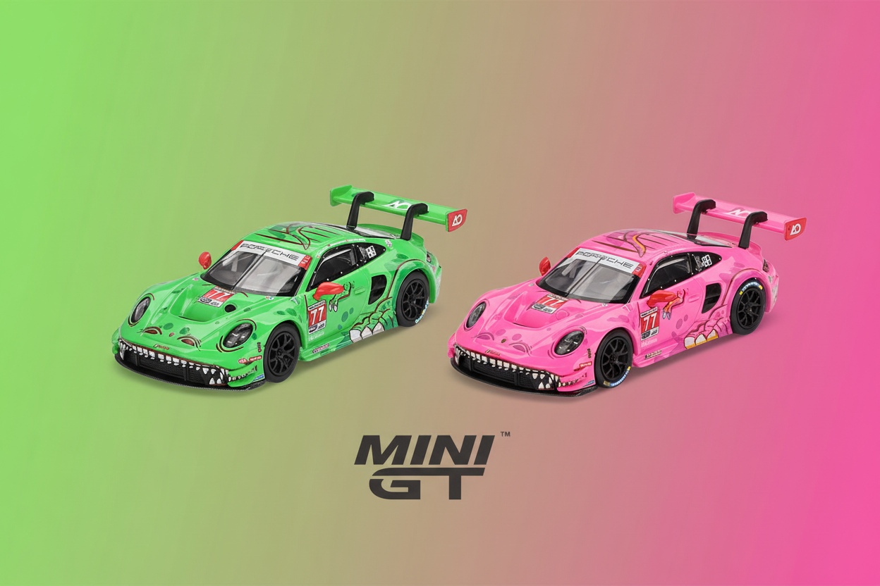 Banner com Porsches e logo Mini GT