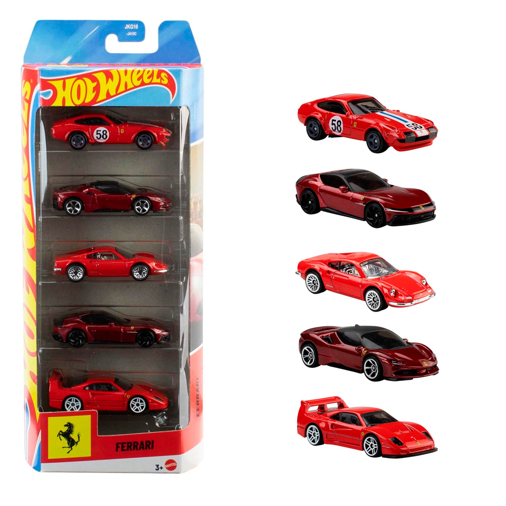 Hot Wheels Pack 5 Ferrari 1:64 - JLN12
