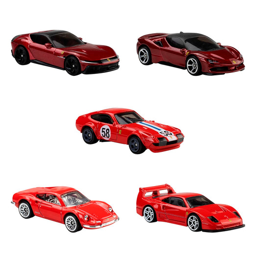 Hot Wheels Pack 5 Ferrari 1:64 - JLN12