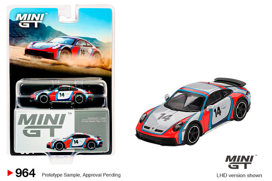Mini GT 964 Porsche 911 Dakar Ice Grey Metallic "Rally 1974"