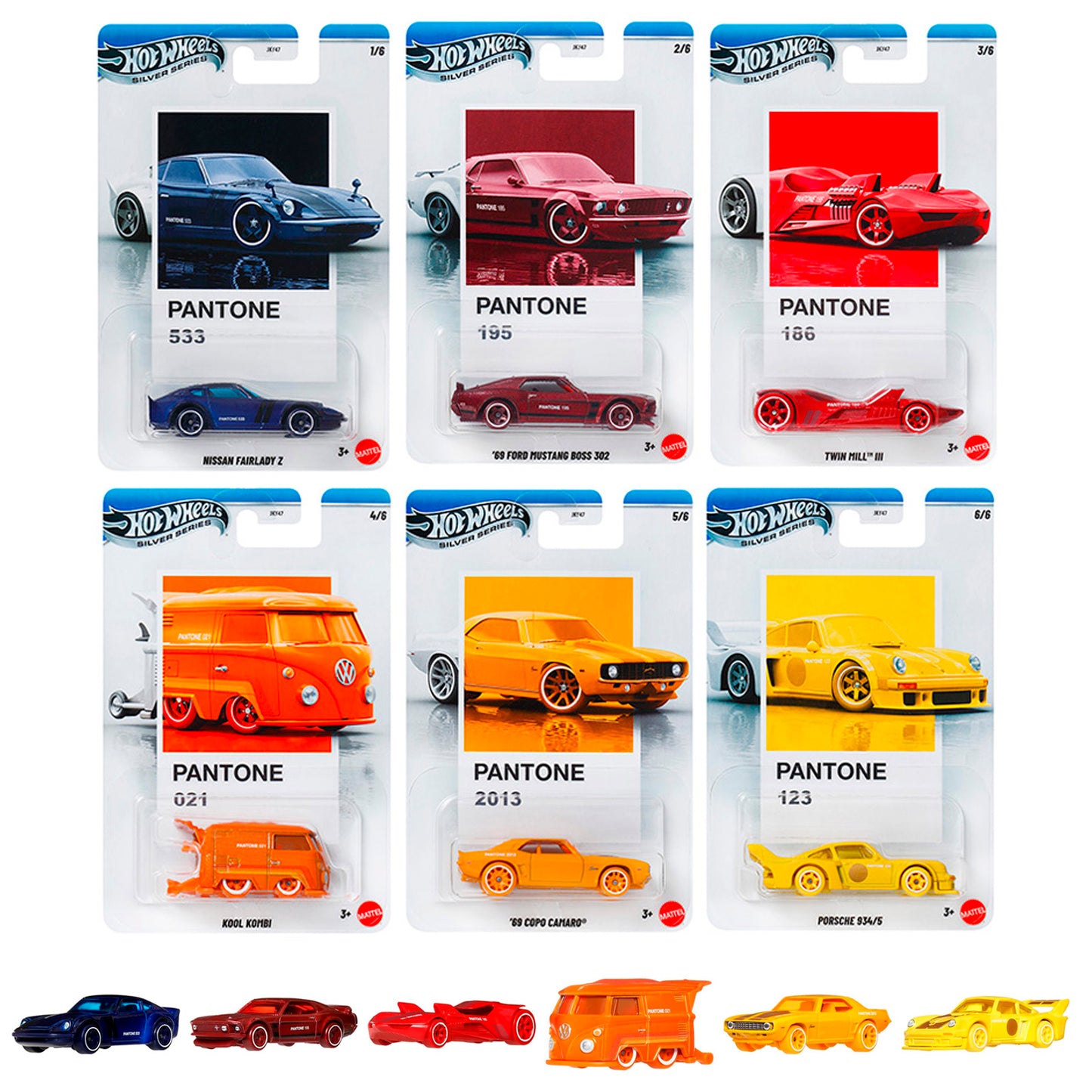 Hot Wheels Silver Series 1:64 Set Completo Pantone JKY47 Mattel