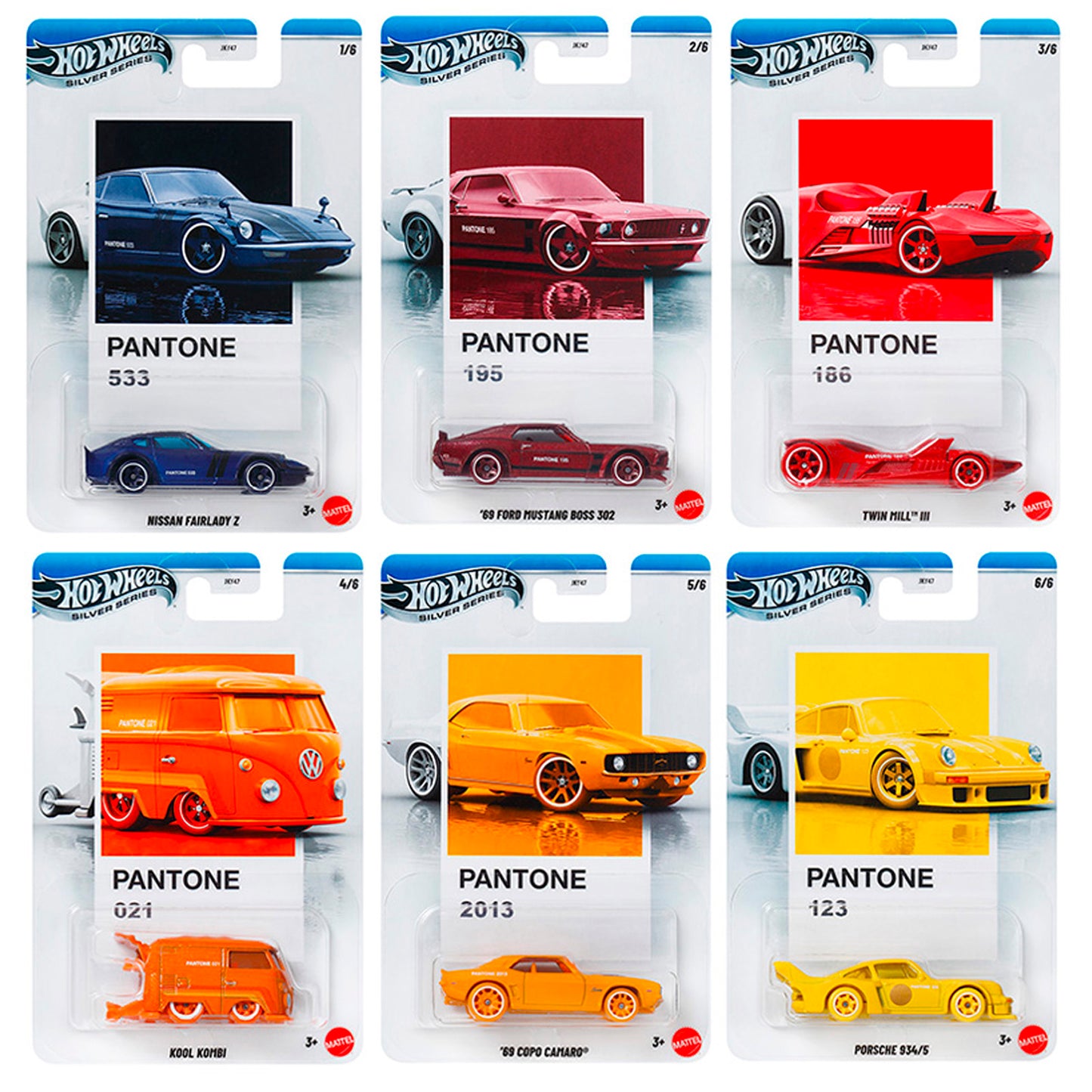 Hot Wheels Silver Series 1:64 Set Completo Pantone JKY47 Mattel