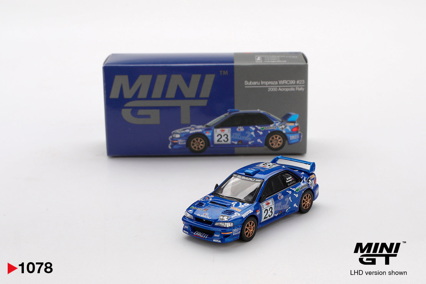 Mini GT 1078 Subaru Impreza WRC99 #23 2000 Acropolis Rally 1:64